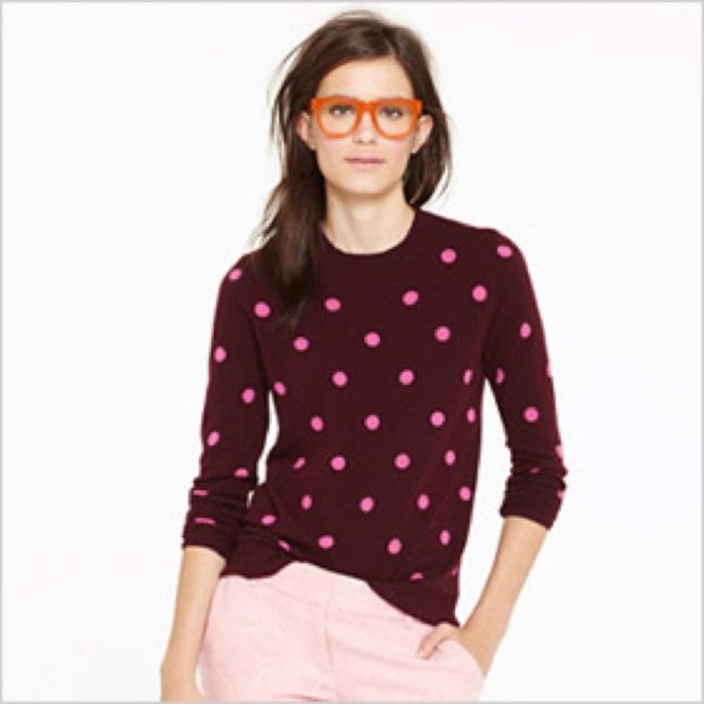 J. Crew Italian Cashmere Polka Dot Sweater - Small